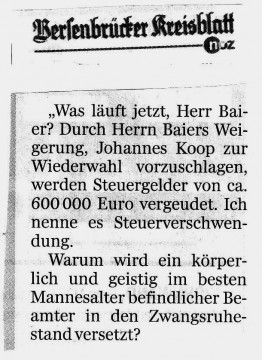 Leserbrief im Bersenbrücker Kreisblatt vom 30. April 2015