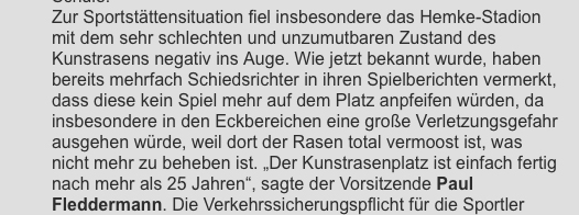 Der TuS fordert eine Sanierung des Kunstrasenplatzes. © Screenshot: www.tus-bersenbrück.de