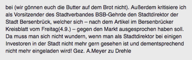 Axel Meyer zu Drehle am 5. September auf der Facebook-Seite der CDU Bersenbrück-Gehrde. Screenshot www.facebook.com/CDU.BSB.Gehrde/ 