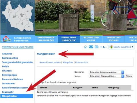 Der neue Mängelmelder der Samtgemeinde: Der schnelle Weg zur Verwaltung, um Ärgernisse zu melden.