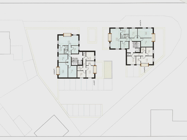 Teil der derzeitigen Planung zum Wohnprojekt Kettenkamp: Wohnungen mit knapp 63 bzw. 133 qm. Zeichnung: Wolfgang Frye.