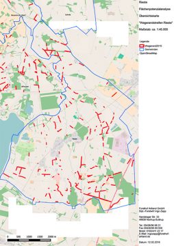 Die roten Linien markieren das Randstreifen-Potential der Gemeinde Rieste. Zusammen kommen da 6,8 ha.