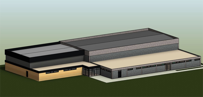 Die Entwürfe der Planwerkstatt Bersenbrück zeigen den Anbau der neuen Sporthalle Ankum an die bereits vorhandene Halle auf dem Grundschulgelände. Entwurf: Planwerkstatt Bersenbrück
